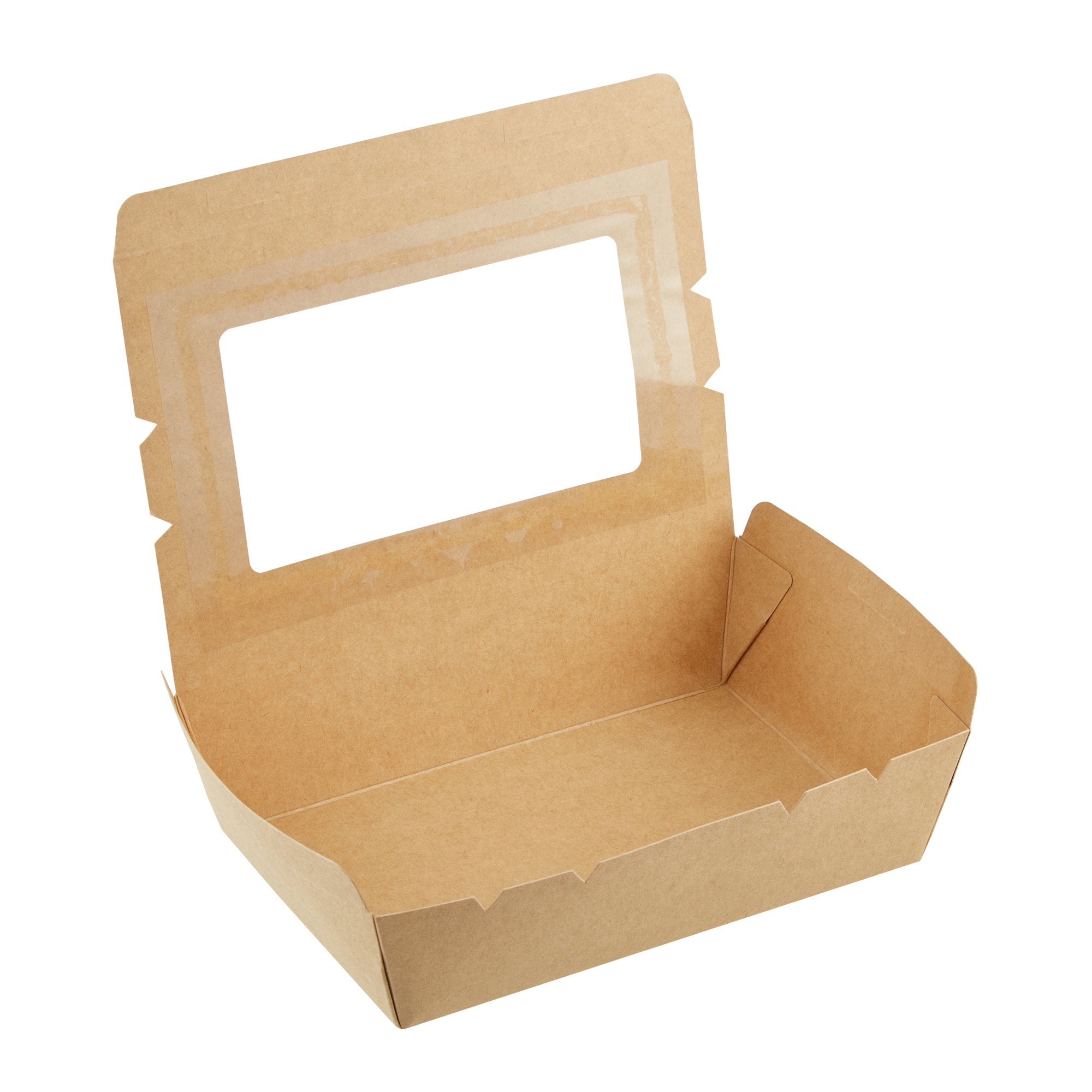 Cafe Vision 42 oz Kraft Paper Medium Take Out Container - Hinge Lock - 8'' x 5 1/2'' x 2'' - 200 count box