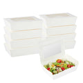Cafe Vision 42 oz White Paper Medium Take Out Container - Hinge Lock - 8" x 5 1/2" x 2" - 50 count box