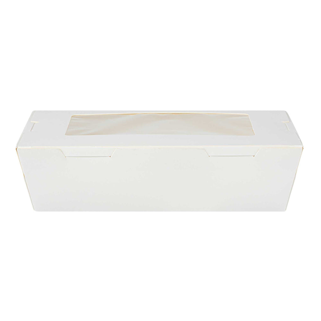 Cafe Vision 42 oz White Paper Medium Take Out Container - Hinge Lock - 8" x 5 1/2" x 2" - 50 count box