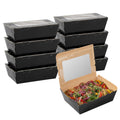 Cafe Vision 71 oz Black Paper Large Take Out Container - Hinge Lock - 8 3/4" x 6 1/2" x 2 1/2" - 200 count box