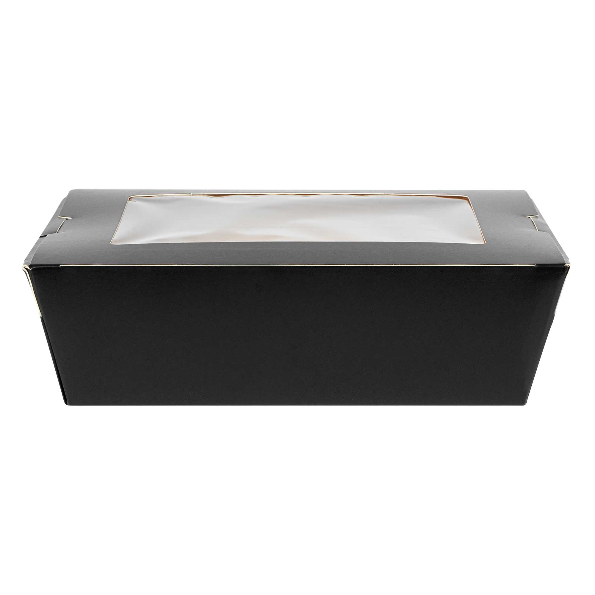 Cafe Vision 71 oz Black Paper Large Take Out Container - Hinge Lock - 8 3/4" x 6 1/2" x 2 1/2" - 50 count box