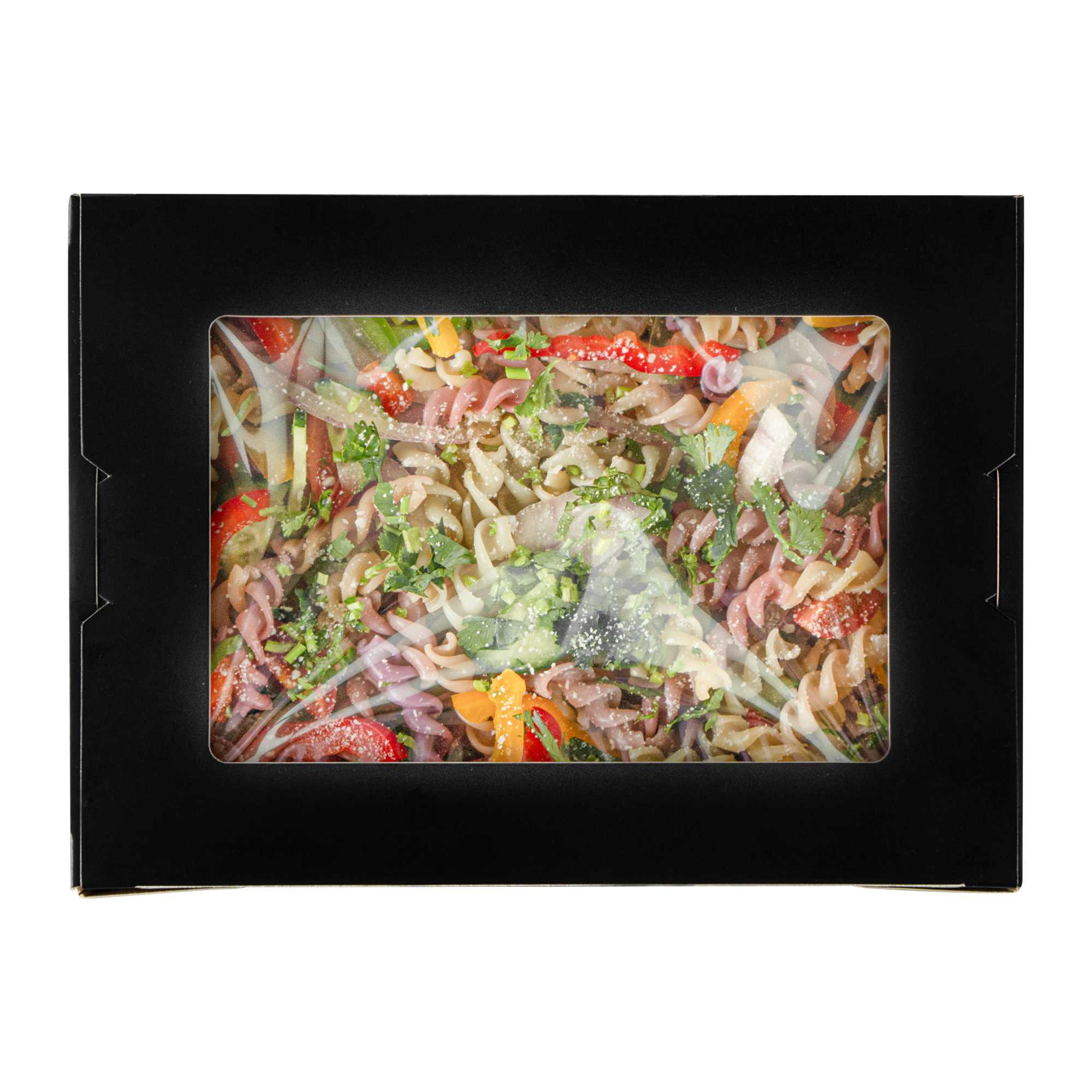 Cafe Vision 71 oz Black Paper Large Take Out Container - Hinge Lock - 8 3/4" x 6 1/2" x 2 1/2" - 200 count box