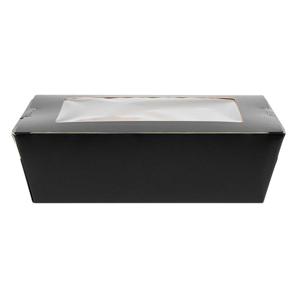 Cafe Vision 71 oz Black Paper Large Take Out Container - Hinge Lock - 8 3/4" x 6 1/2" x 2 1/2" - 200 count box