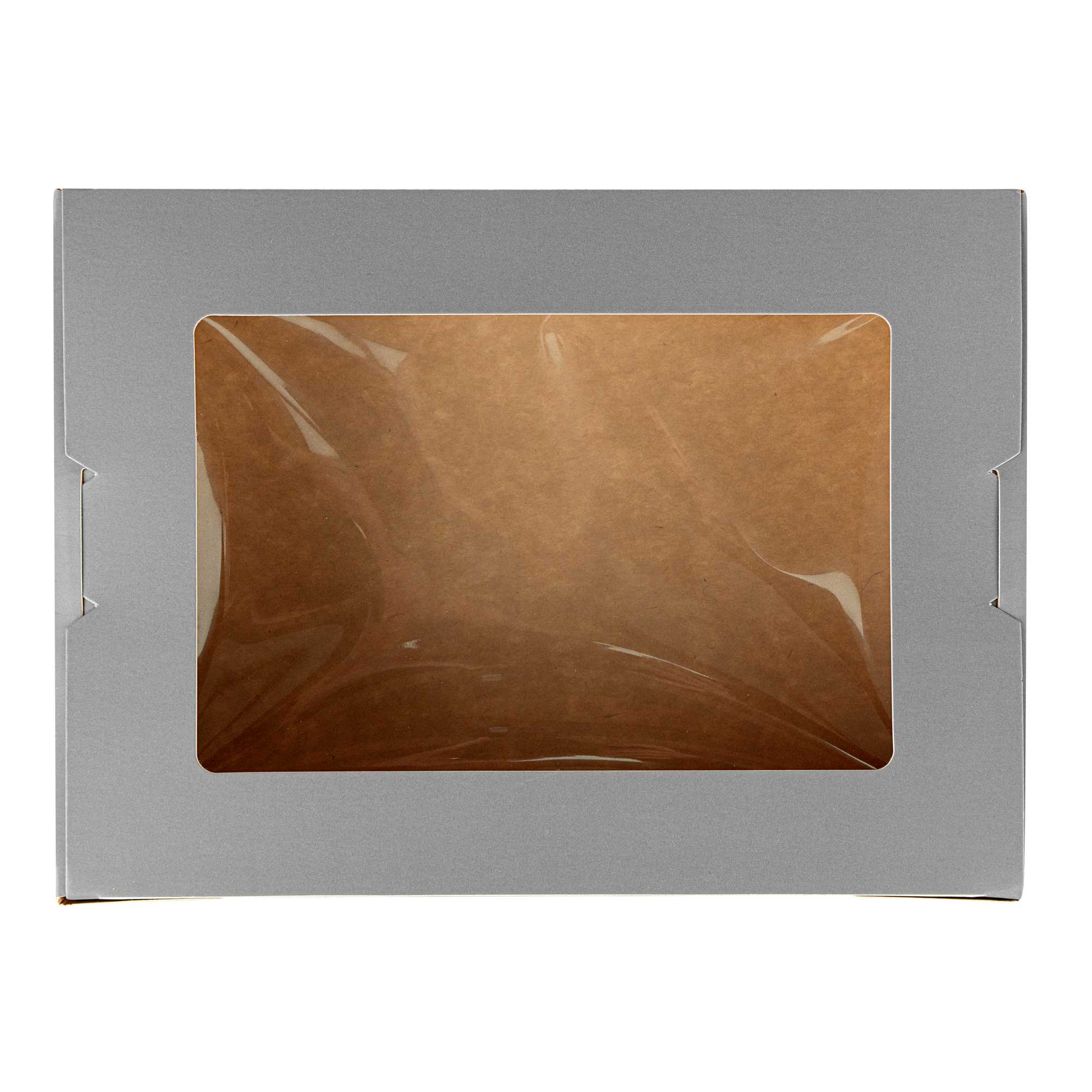 Cafe Vision 71 oz Gray Paper Take Out Container - Hinge Lock - 8 3/4" x 6 1/2" x 2 1/2" - 50 count box