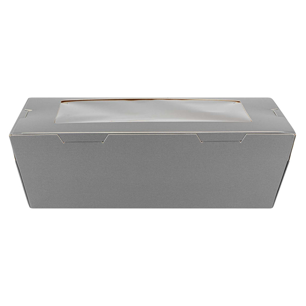 Cafe Vision 71 oz Gray Paper Take Out Container - Hinge Lock - 8 3/4" x 6 1/2" x 2 1/2" - 200 count box