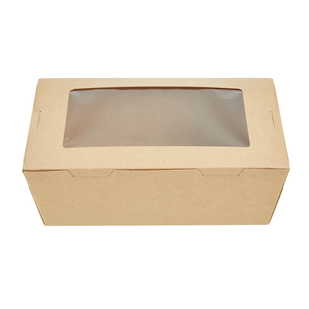 Cafe Vision 71 oz Kraft Paper Large Take Out Container - Hinge Lock - 8 3/4'' x 6 1/2'' x 2 1/2'' - 200 count box