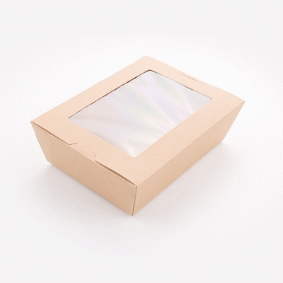 Cafe Vision 71 oz Kraft Paper Large Take Out Container - Hinge Lock - 8 3/4'' x 6 1/2'' x 2 1/2'' - 50 count box