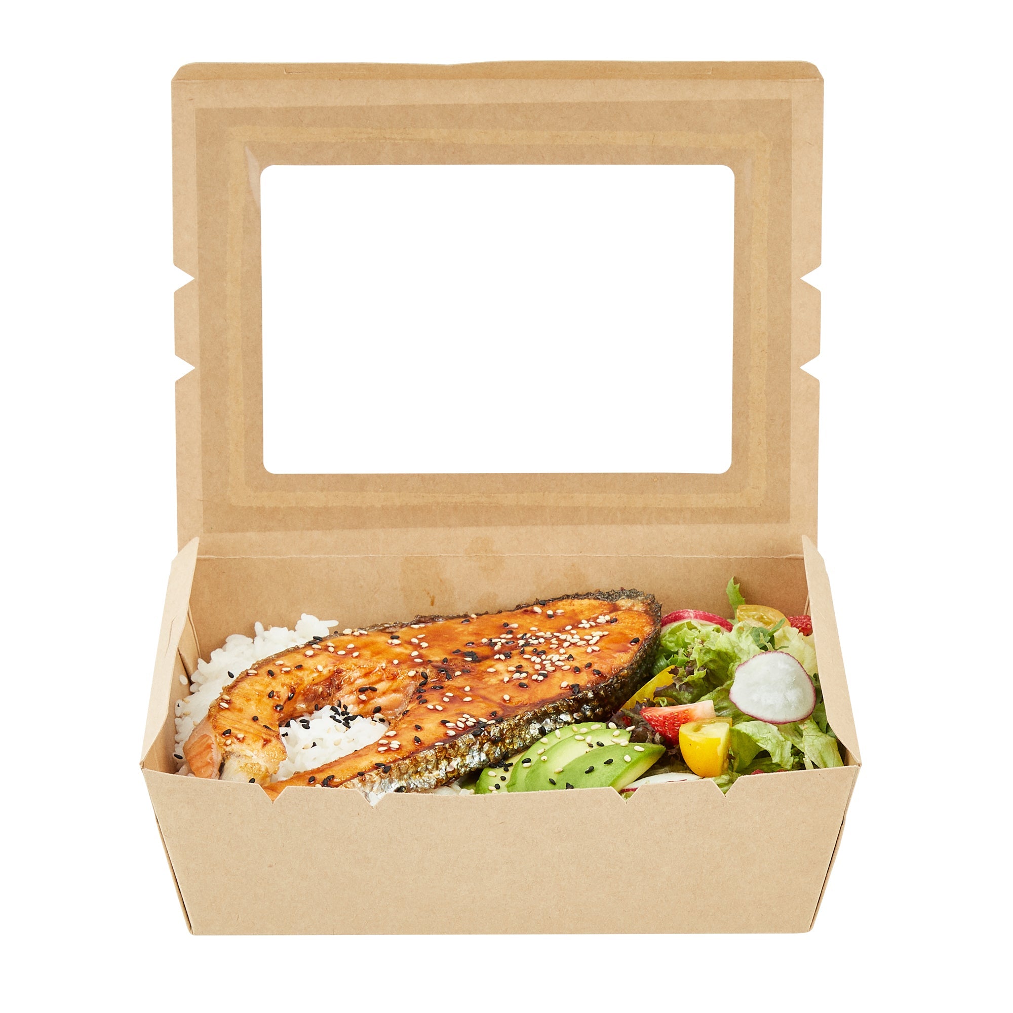 Cafe Vision 71 oz Kraft Paper Large Take Out Container - Hinge Lock - 8 3/4'' x 6 1/2'' x 2 1/2'' - 200 count box