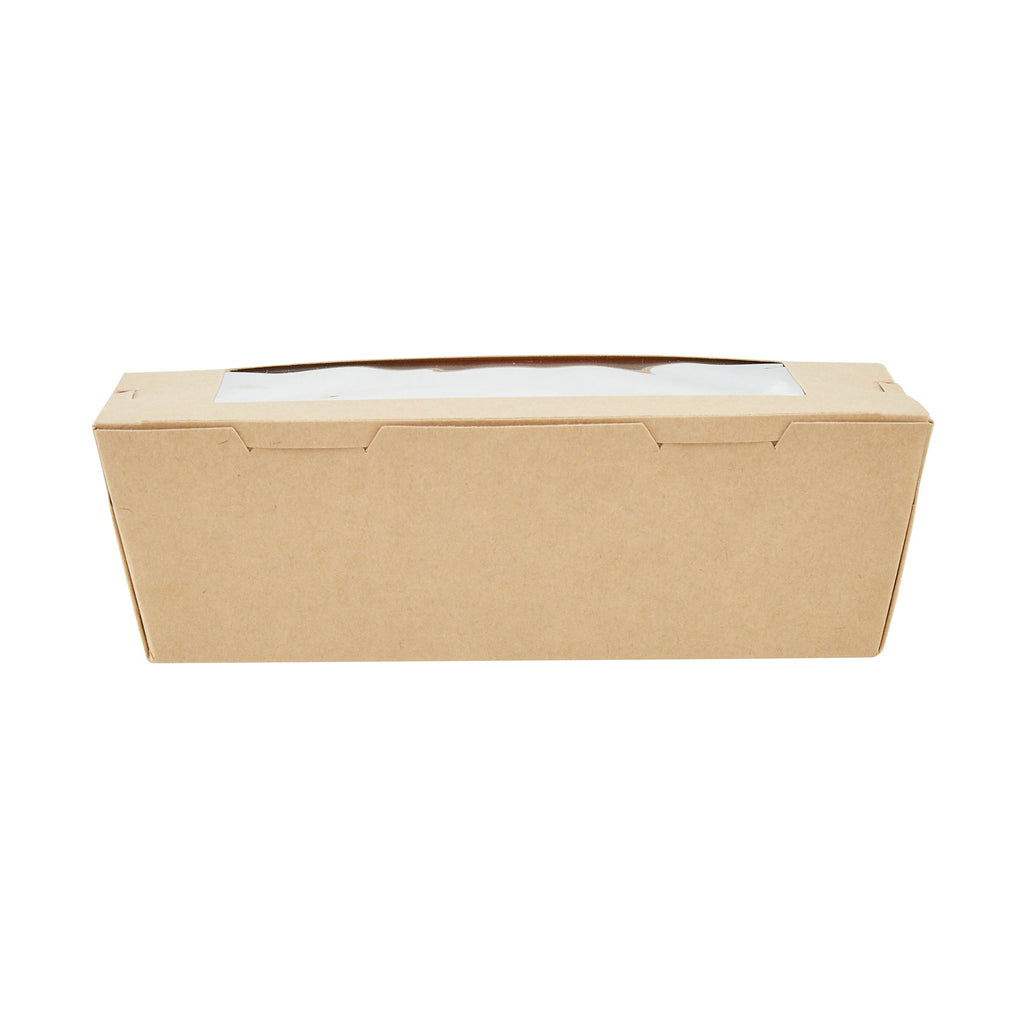 Cafe Vision 71 oz Kraft Paper Large Take Out Container - Hinge Lock - 8 3/4'' x 6 1/2'' x 2 1/2'' - 200 count box