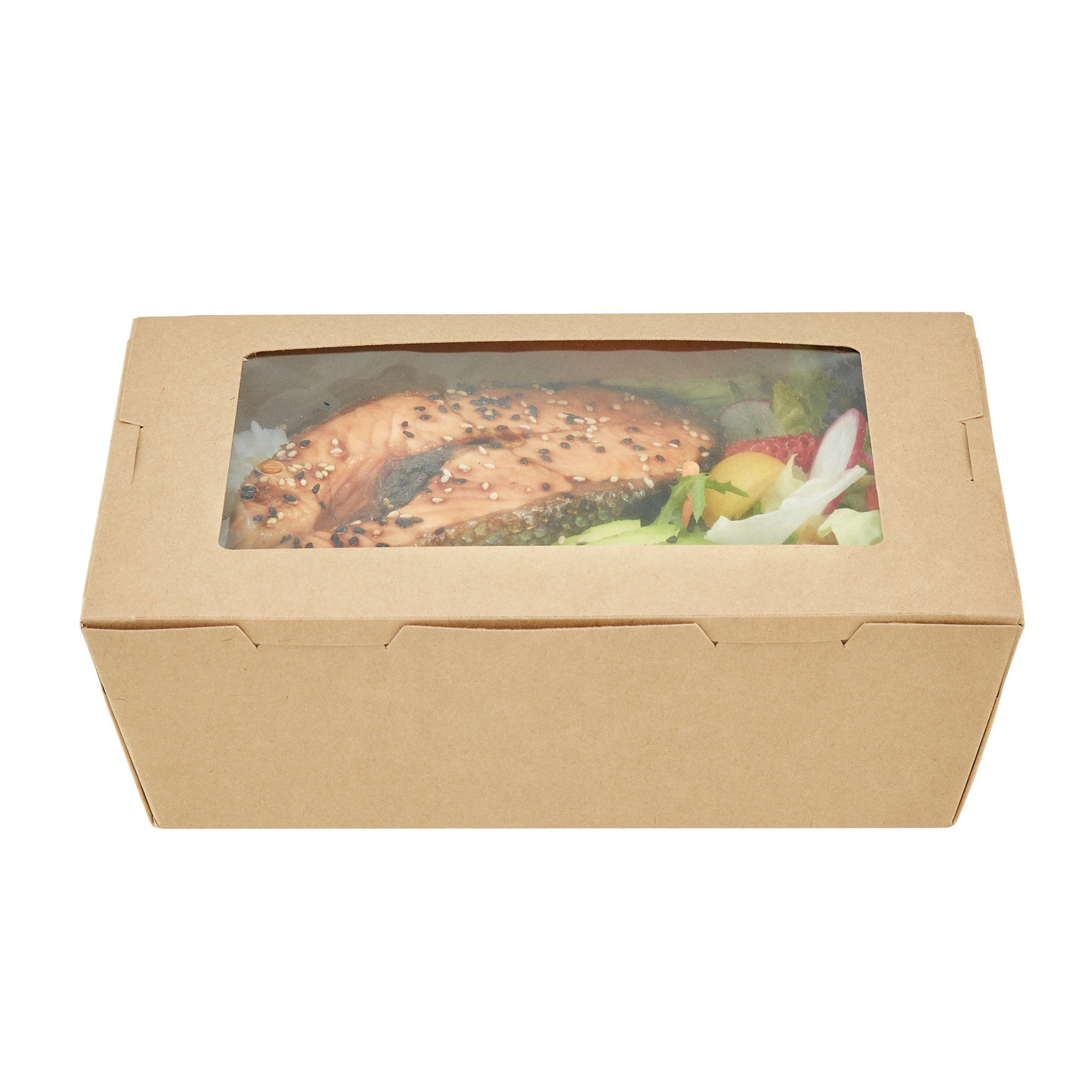 Cafe Vision 71 oz Kraft Paper Large Take Out Container - Hinge Lock - 8 3/4'' x 6 1/2'' x 2 1/2'' - 200 count box