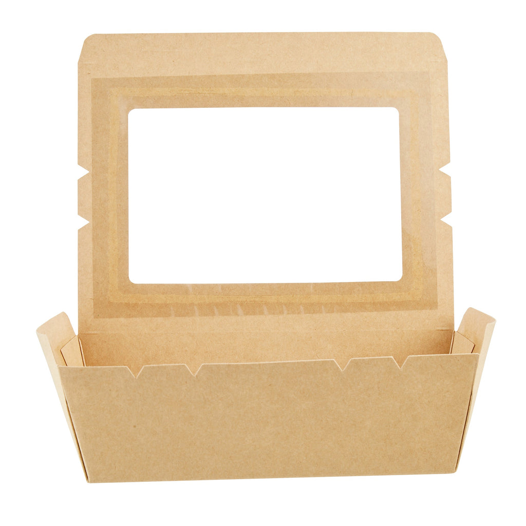 Cafe Vision 71 oz Kraft Paper Large Take Out Container - Hinge Lock - 8 3/4'' x 6 1/2'' x 2 1/2'' - 200 count box