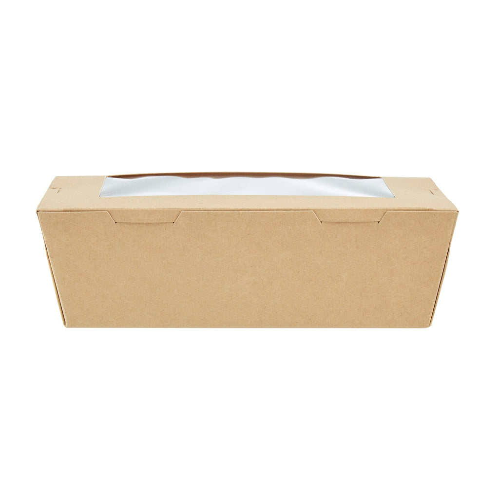 Cafe Vision 71 oz Kraft Paper Large Take Out Container - Hinge Lock - 8 3/4'' x 6 1/2'' x 2 1/2'' - 200 count box