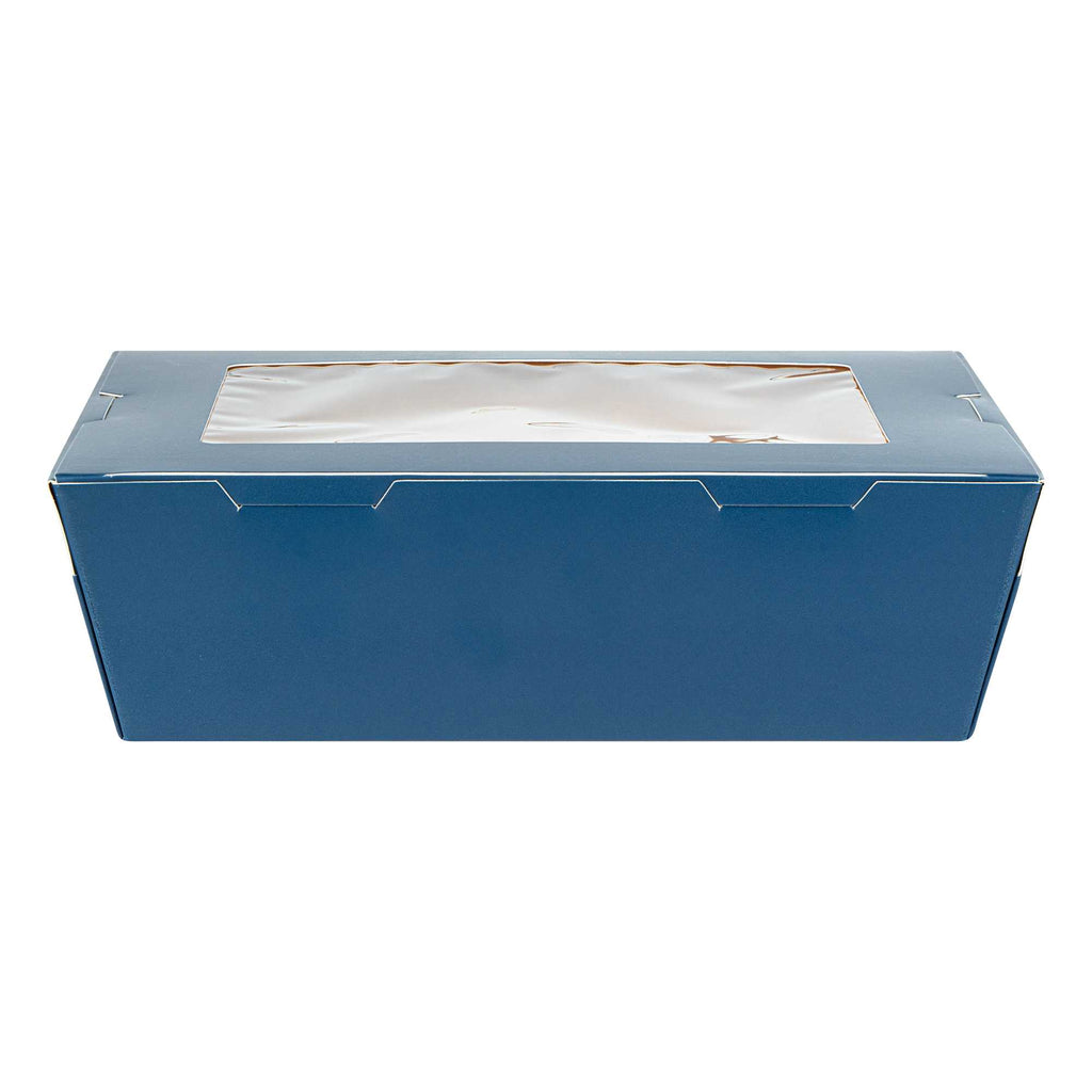 Cafe Vision 71 oz Midnight Blue Paper Large Take Out Container - Hinge Lock - 8 3/4" x 6 1/2" x 2 1/2" - 200 count box