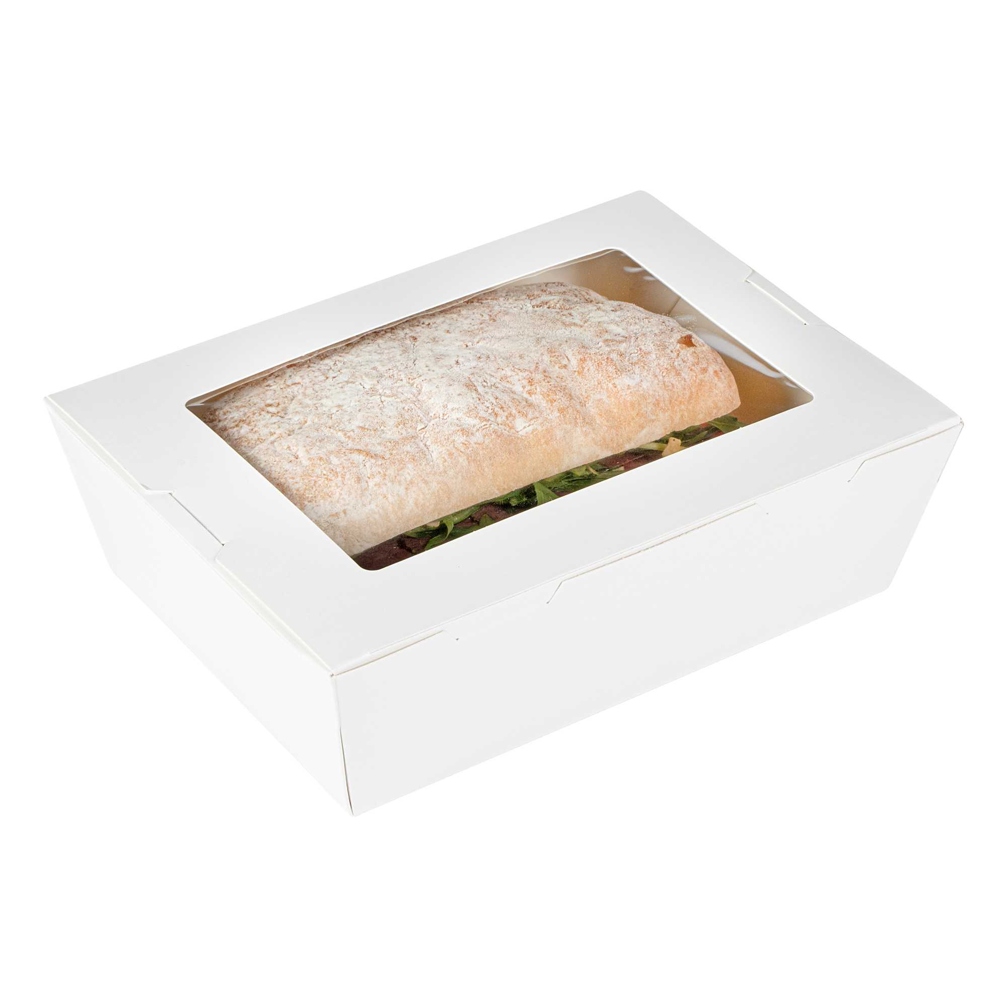 Cafe Vision 71 oz White Paper Large Take Out Container - Hinge Lock - 8 3/4" x 6 1/2" x 2 1/2" - 50 count box