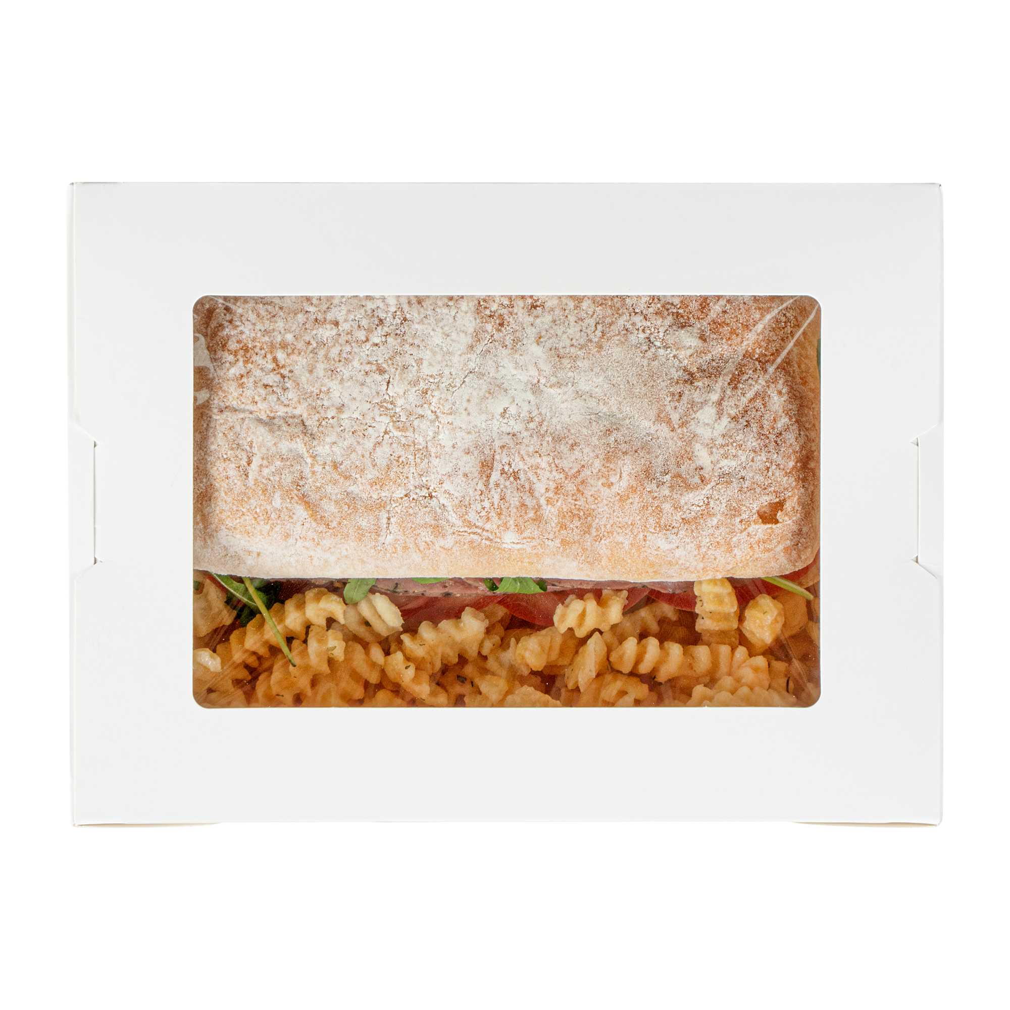 Cafe Vision 71 oz White Paper Large Take Out Container - Hinge Lock - 8 3/4" x 6 1/2" x 2 1/2" - 50 count box