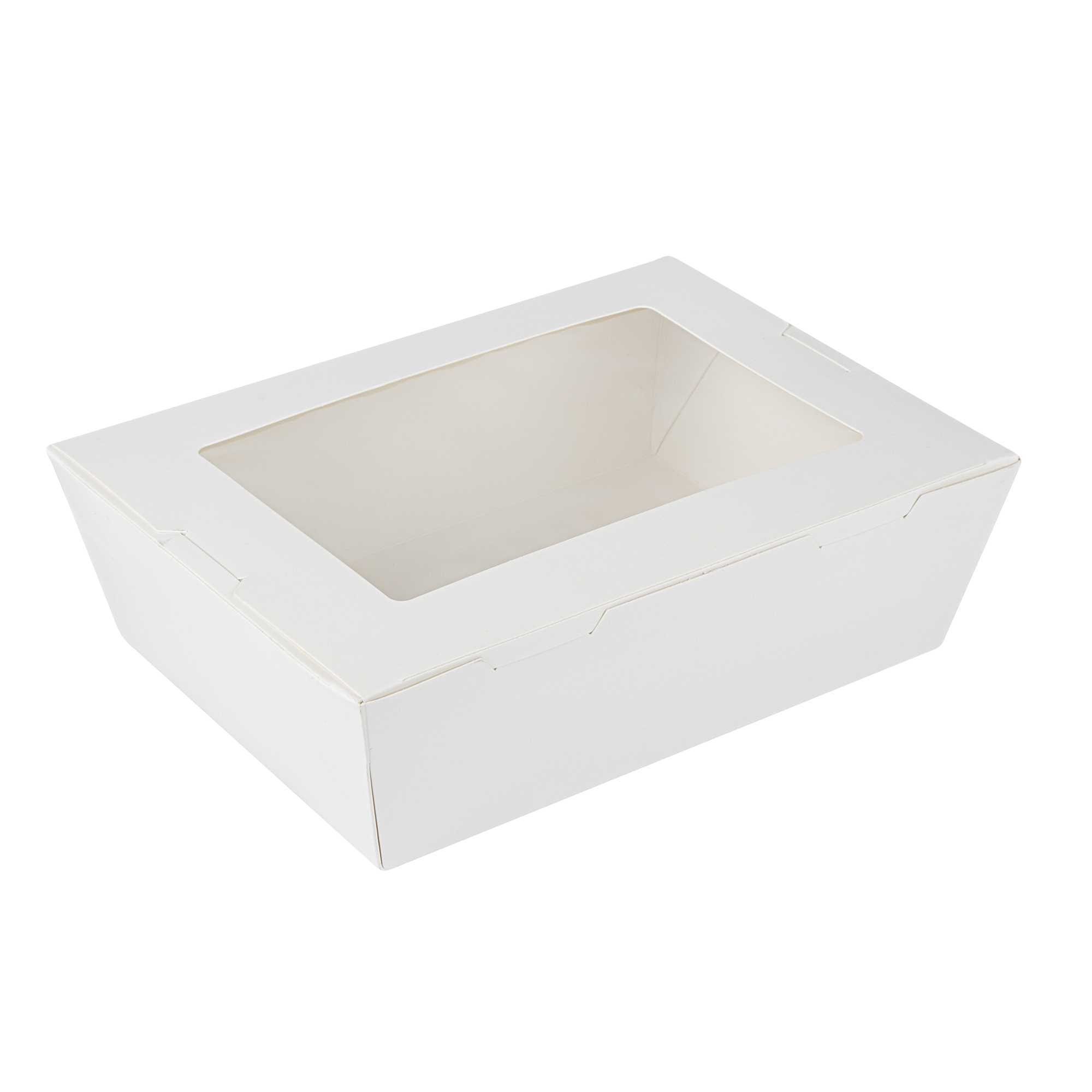 Cafe Vision 71 oz White Paper Large Take Out Container - Hinge Lock - 8 3/4" x 6 1/2" x 2 1/2" - 50 count box