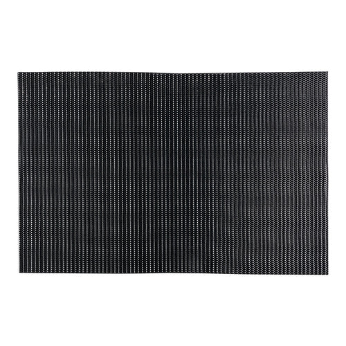 Amalfi Basketweave Silver Pinstripe Black Vinyl Woven Placemat - with Silver Threads - 16" x 12" - 6 count box