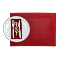 Geneva Frame Garnet Red Vinyl Woven Placemat - 16" x 12" - 6 count box