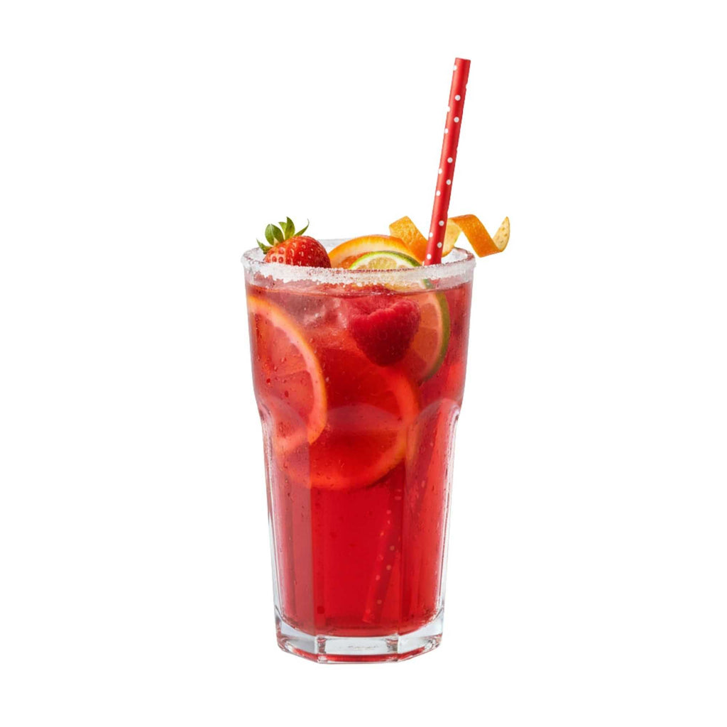 Bev Tek Red Paper Straw - Polka Dots, Biodegradable , 6mm - 7 3/4" - 25 count box