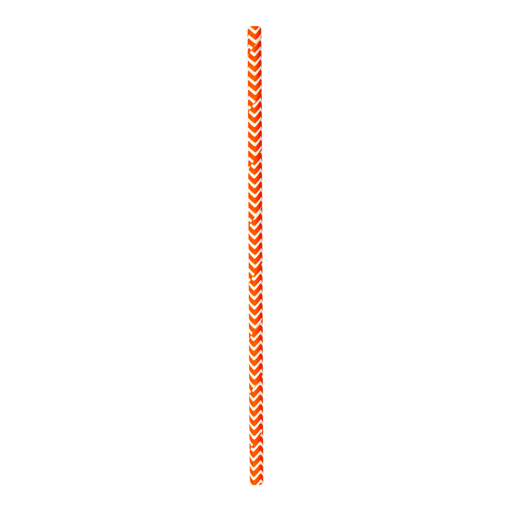Bev Tek Orange Paper Straw - Zig Zags, Biodegradable, 6mm - 7 3/4" - 100 count box