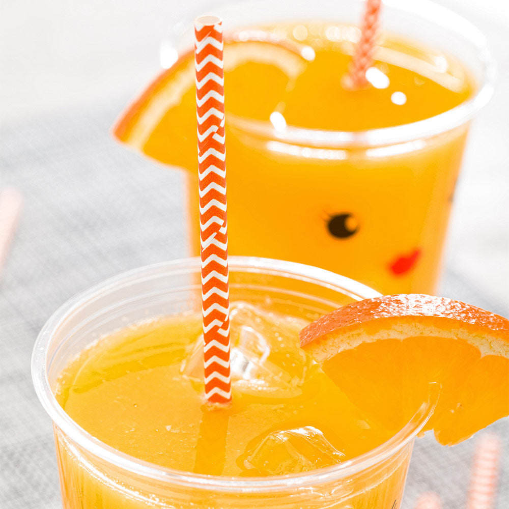 Bev Tek Orange Paper Straw - Zig Zags, Biodegradable, 6mm - 7 3/4" - 25 count box