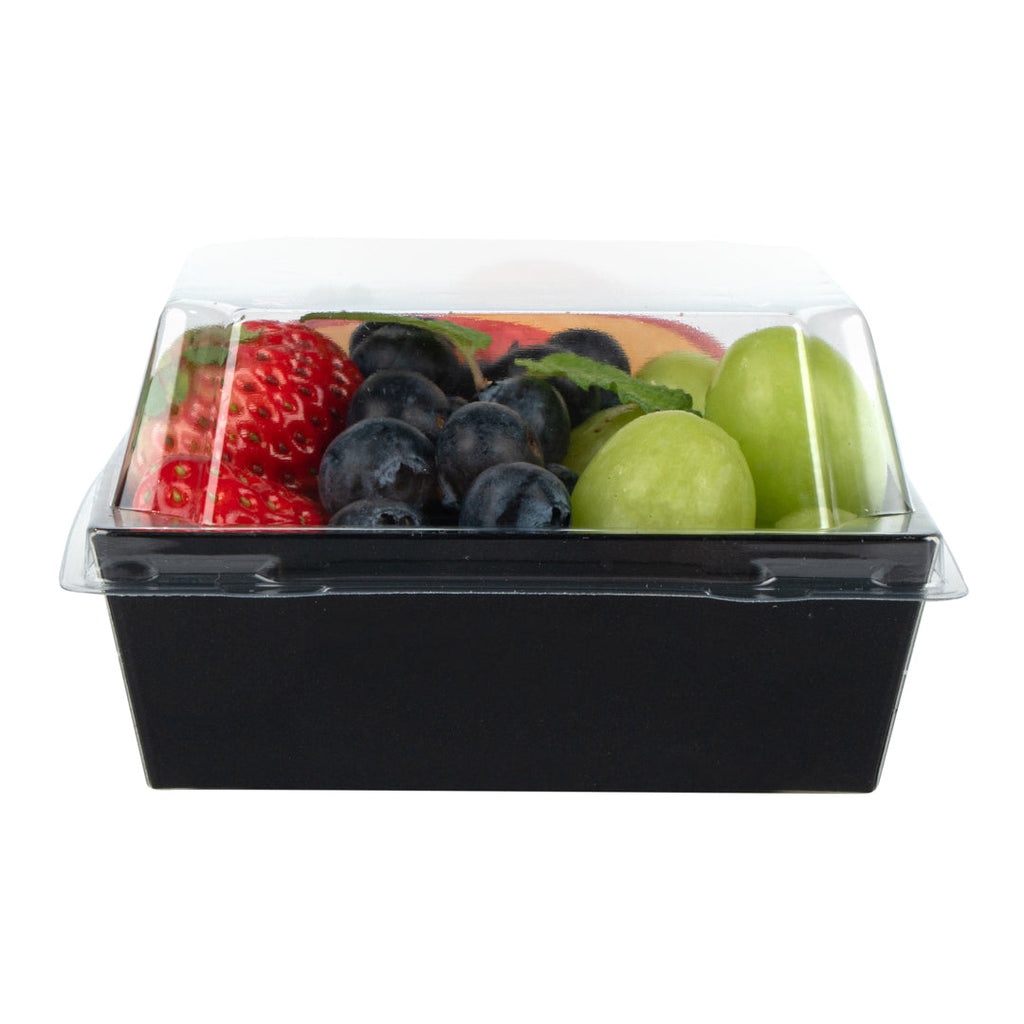 Matsuri Vision Black Paper Small Sushi Container - 3 3/4" x 3 3/4" x 1 1/2" - 100 count box