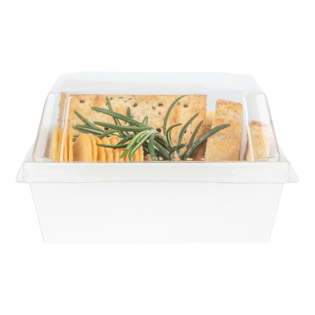 Matsuri Vision White Paper Small Sushi Container - 3 3/4" x 3 3/4" x 1 1/2" - 100 count box