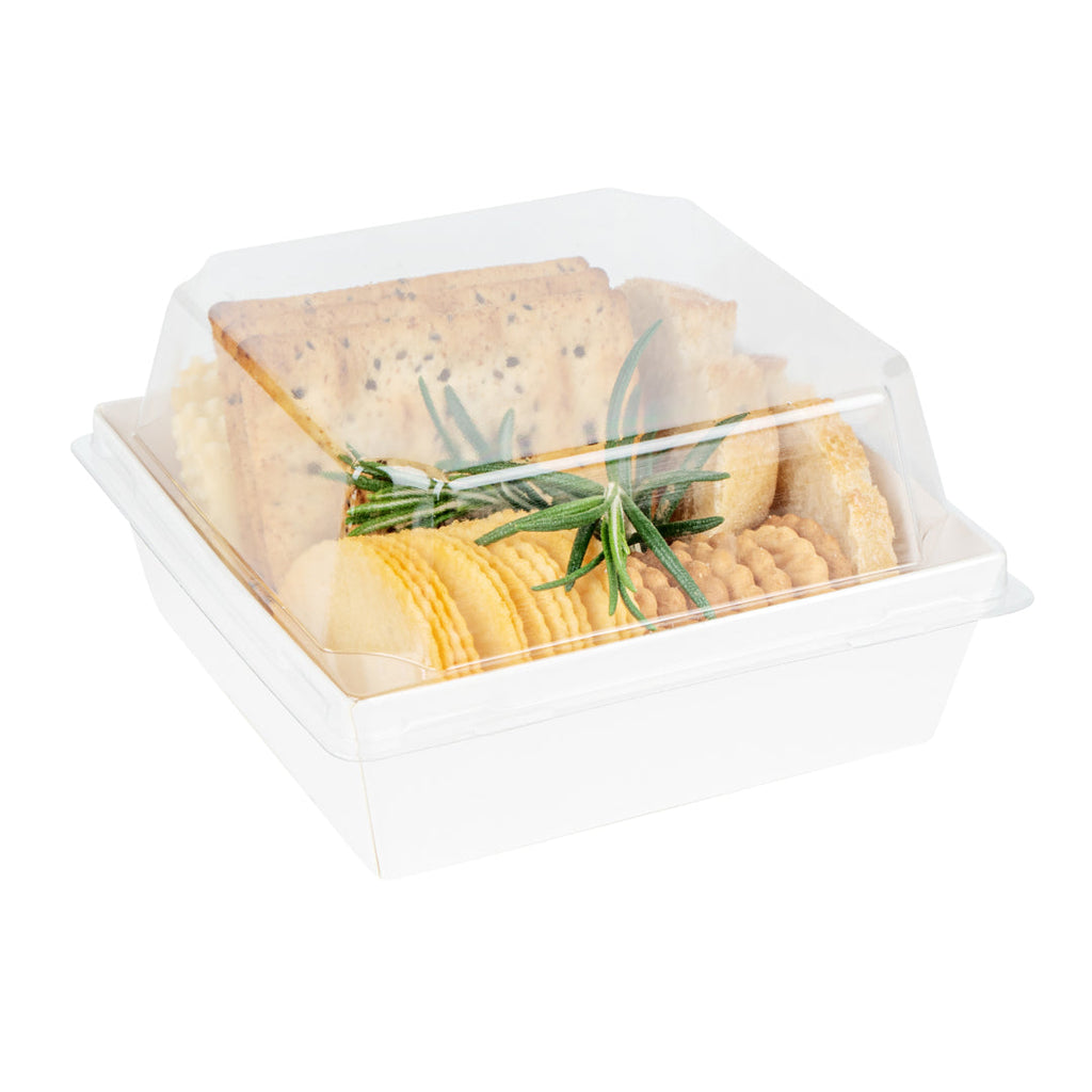 Matsuri Vision White Paper Small Sushi Container - 3 3/4" x 3 3/4" x 1 1/2" - 100 count box