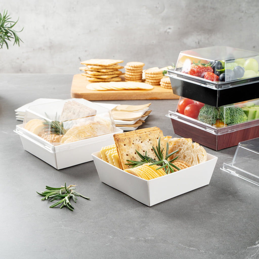 Matsuri Vision White Paper Small Sushi Container - 3 3/4" x 3 3/4" x 1 1/2" - 100 count box