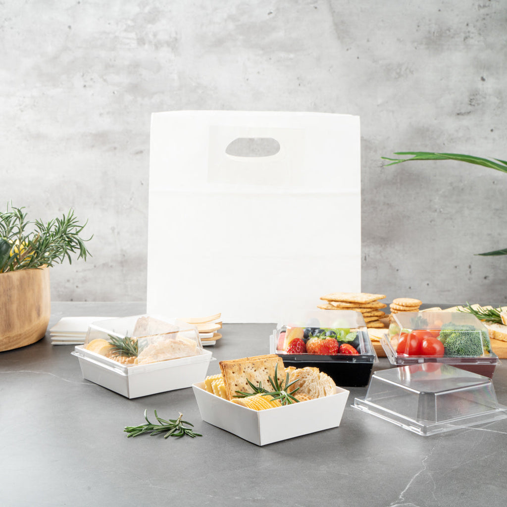Matsuri Vision White Paper Small Sushi Container - 3 3/4" x 3 3/4" x 1 1/2" - 100 count box