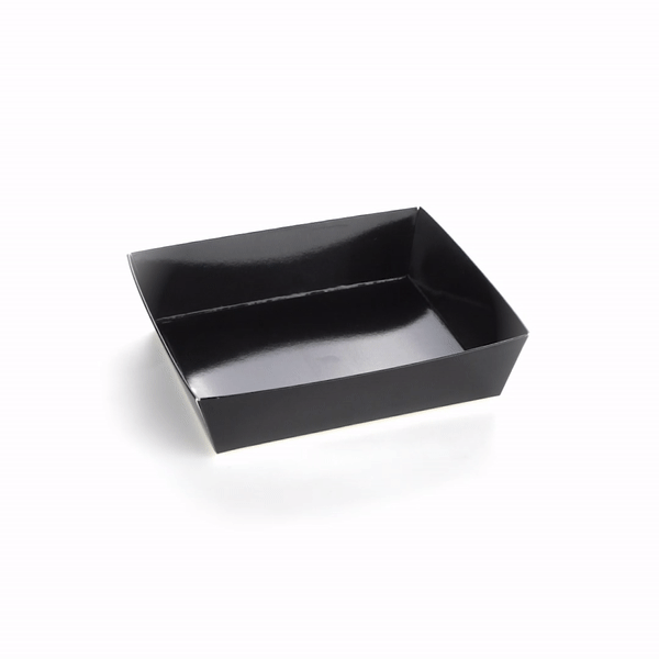 Matsuri Vision Black Paper Large Sushi Container - 5" x 4 1/2" x 1 1/2" - 100 count box