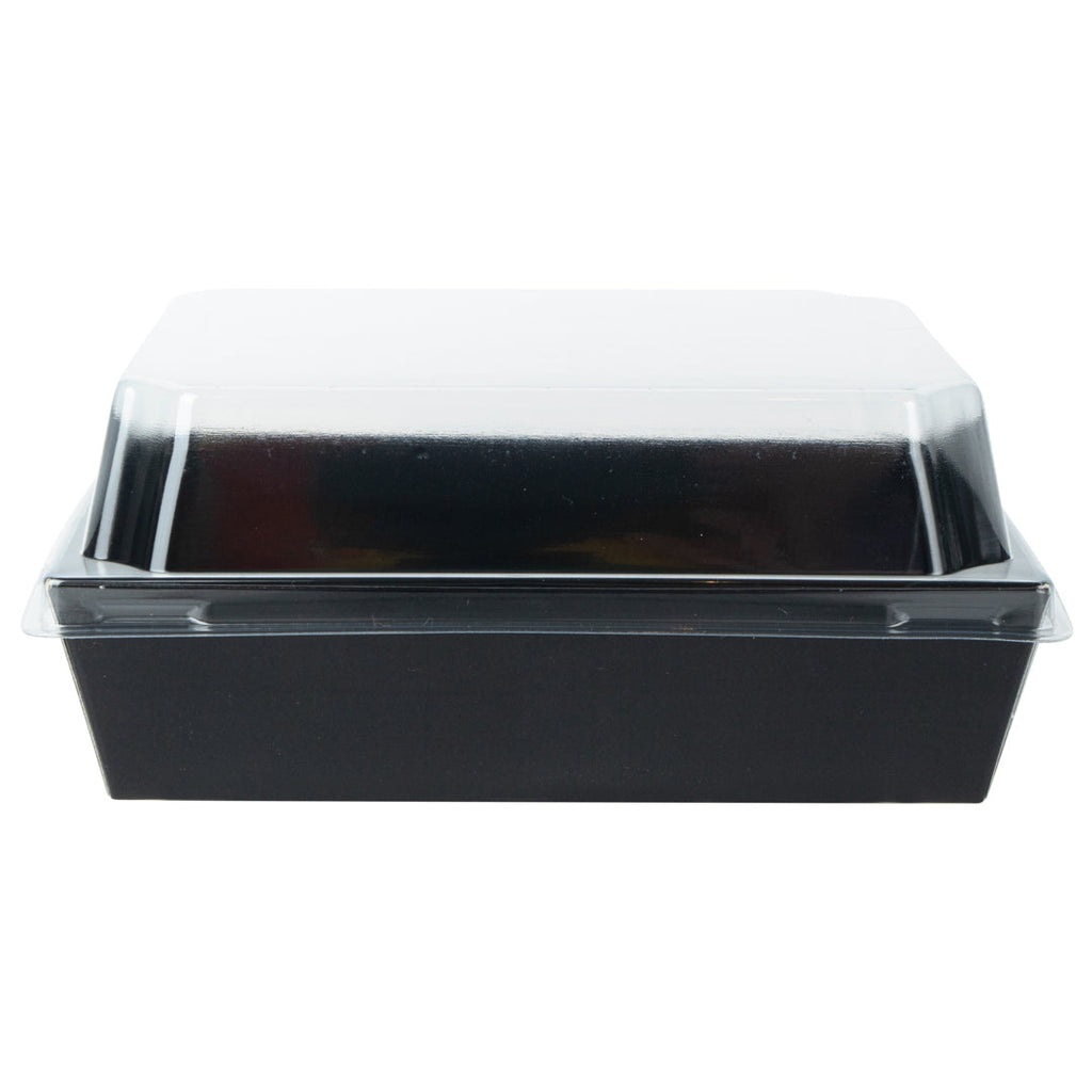 Matsuri Vision Black Paper Large Sushi Container - 5" x 4 1/2" x 1 1/2" - 100 count box