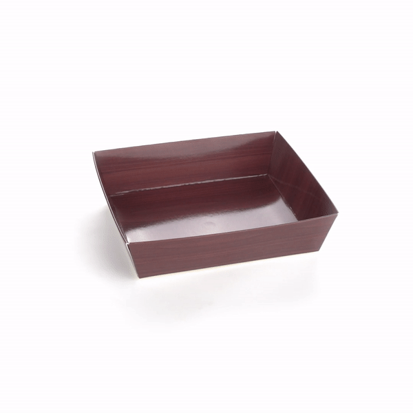 Matsuri Vision Wood Grain Paper Large Sushi Container - 5" x 4 1/2" x 1 1/2" - 100 count box