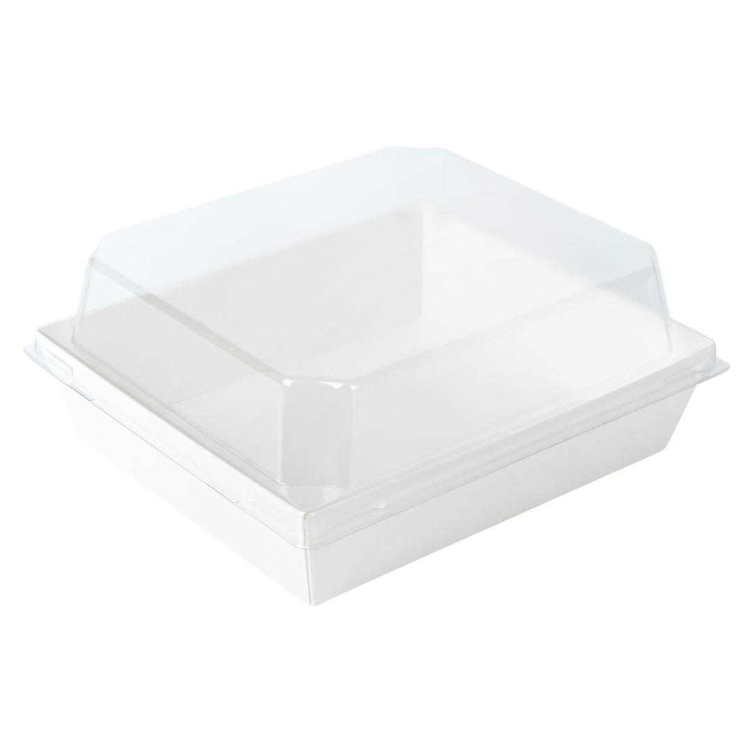 Matsuri Vision White Paper Large Sushi Container - 5" x 4 1/2" x 1 1/2" - 100 count box