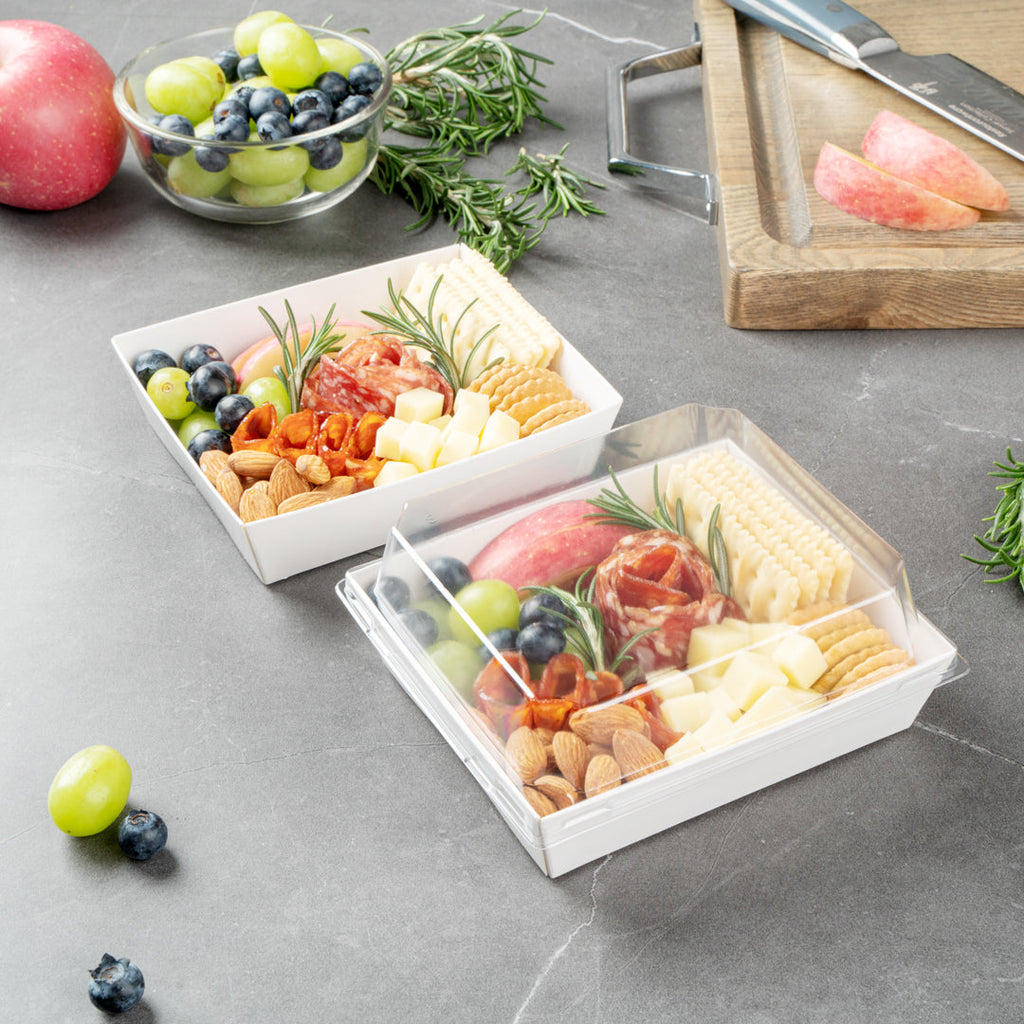 Matsuri Vision White Paper Large Sushi Container - 5" x 4 1/2" x 1 1/2" - 100 count box