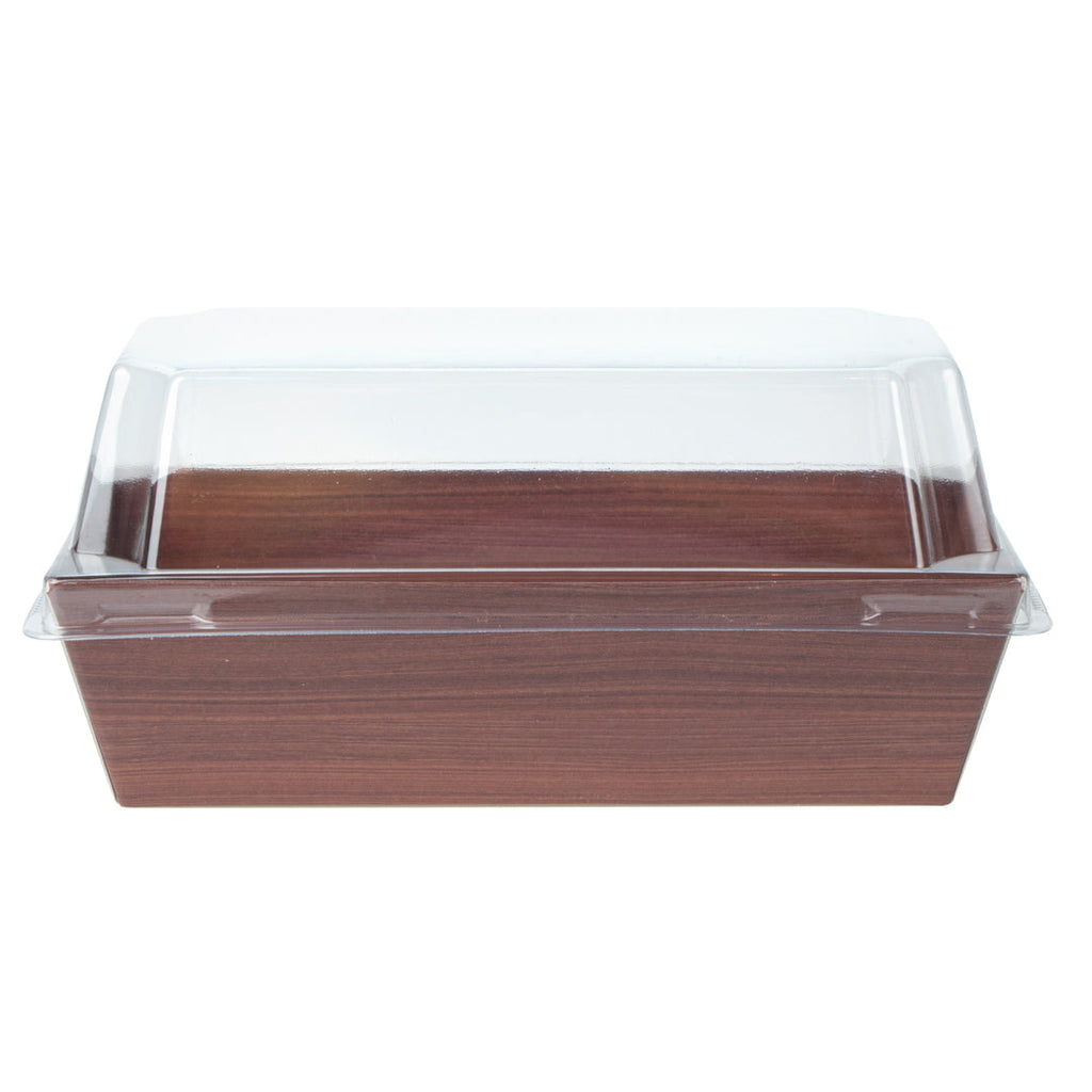 Matsuri Vision Wood Grain Paper Small Sushi Container - 4 3/4" x 2 1/2" x 1 1/2" - 100 count box