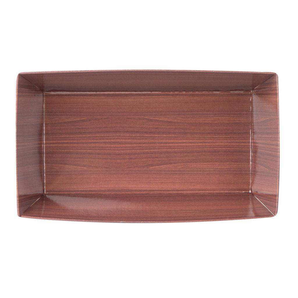 Matsuri Vision Wood Grain Paper Small Sushi Container - 4 3/4" x 2 1/2" x 1 1/2" - 100 count box