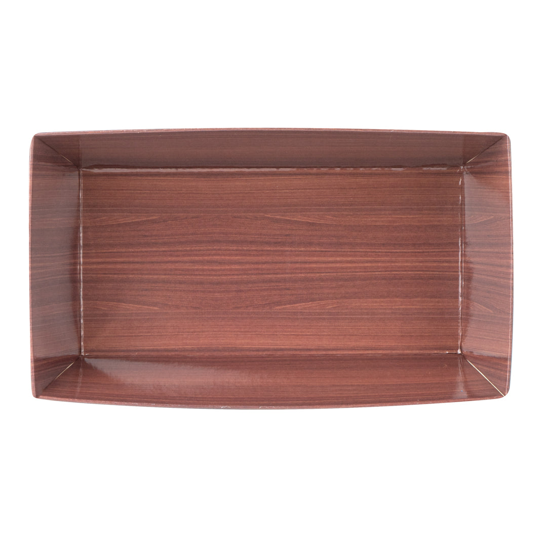 Matsuri Vision Wood Grain Paper Small Sushi Container - 4 3/4" x 2 1/2" x 1 1/2" - 100 count box