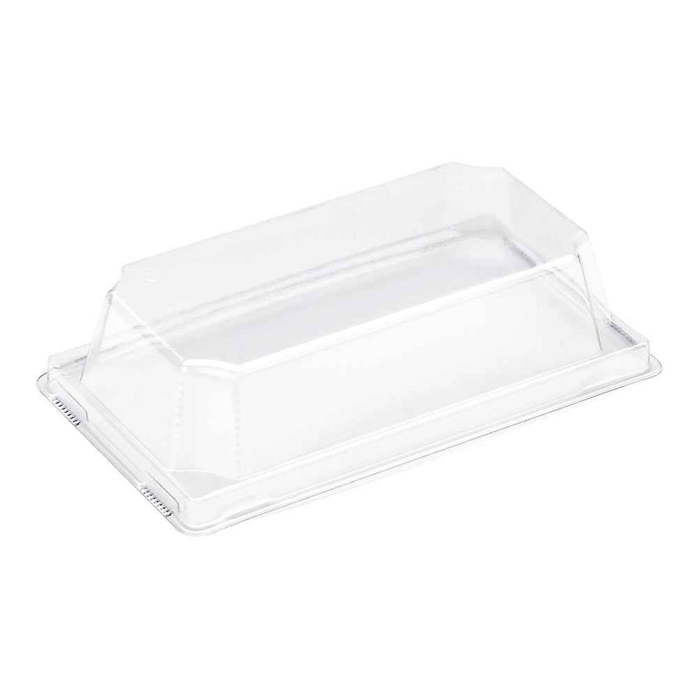 Matsuri Vision Clear Plastic Lid - Fits Small Sushi Container - 5 1/4" x 3" x 1 1/2" - 100 count box