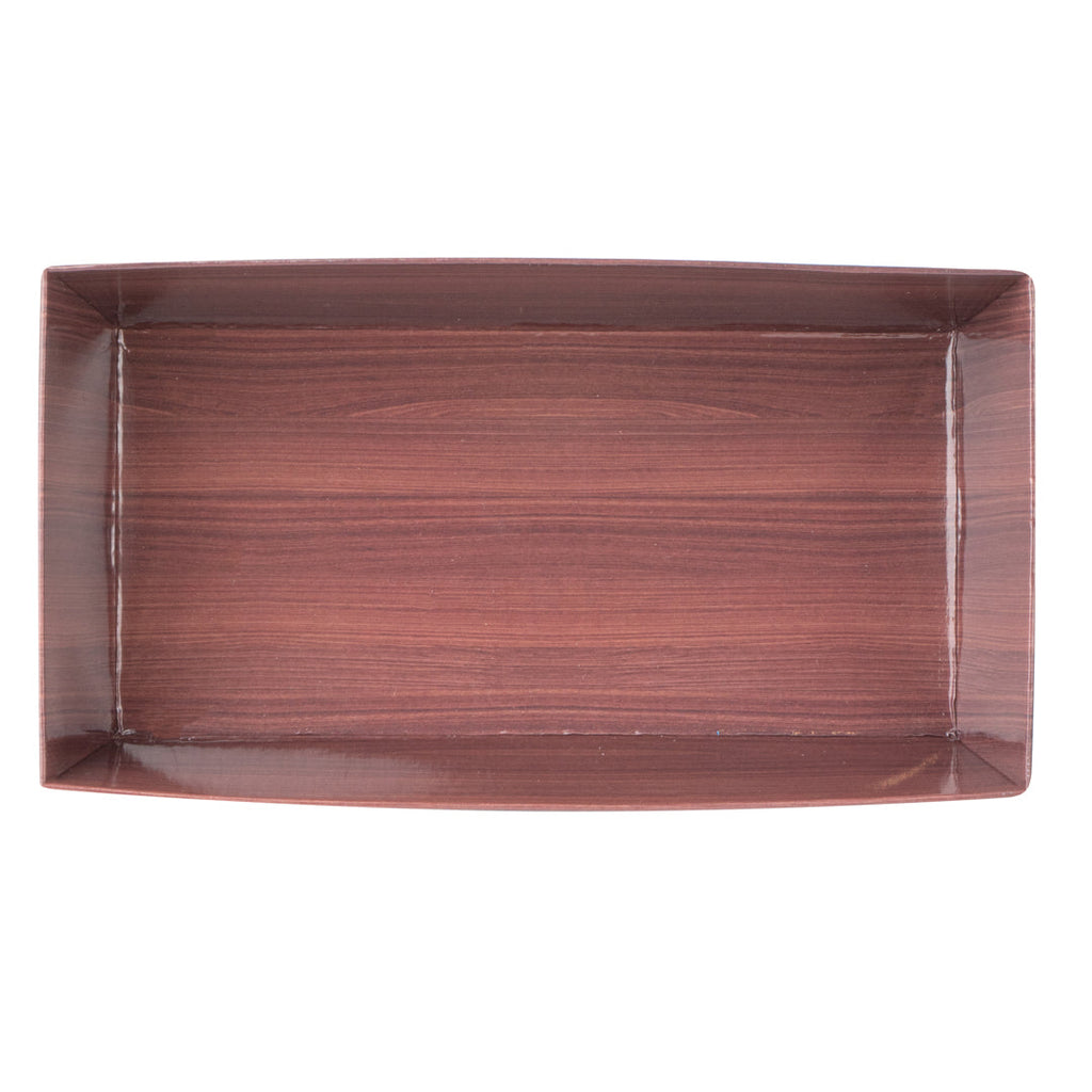 Matsuri Vision Wood Grain Paper Medium Sushi Container - 5 1/2" x 2 3/4" x 1 1/2" - 100 count box