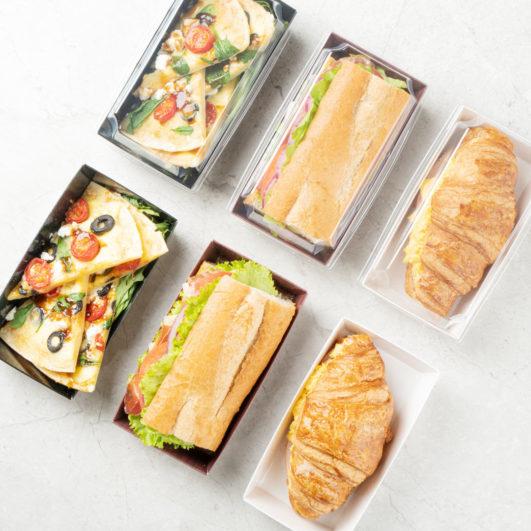 Matsuri Vision Wood Grain Paper Medium Sushi Container - 5 1/2" x 2 3/4" x 1 1/2" - 100 count box
