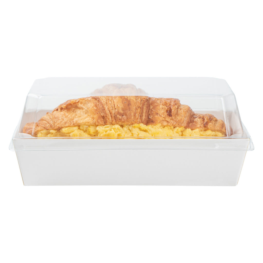 Matsuri Vision Rectangle White Paper Medium Sushi Container - 5 1/2" x 2 3/4" x 1 1/2" - 100 count box