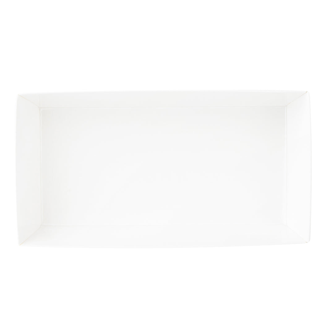 Matsuri Vision Rectangle White Paper Medium Sushi Container - 5 1/2" x 2 3/4" x 1 1/2" - 100 count box