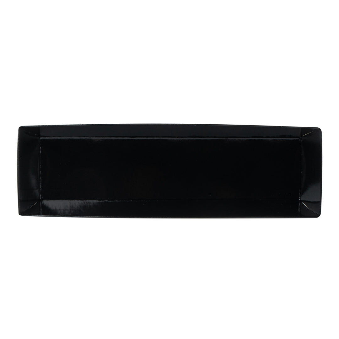 Matsuri Vision Black Paper Small Maki Sushi Container - 6 1/2" x 1 3/4" x 1 1/2" - 100 count box