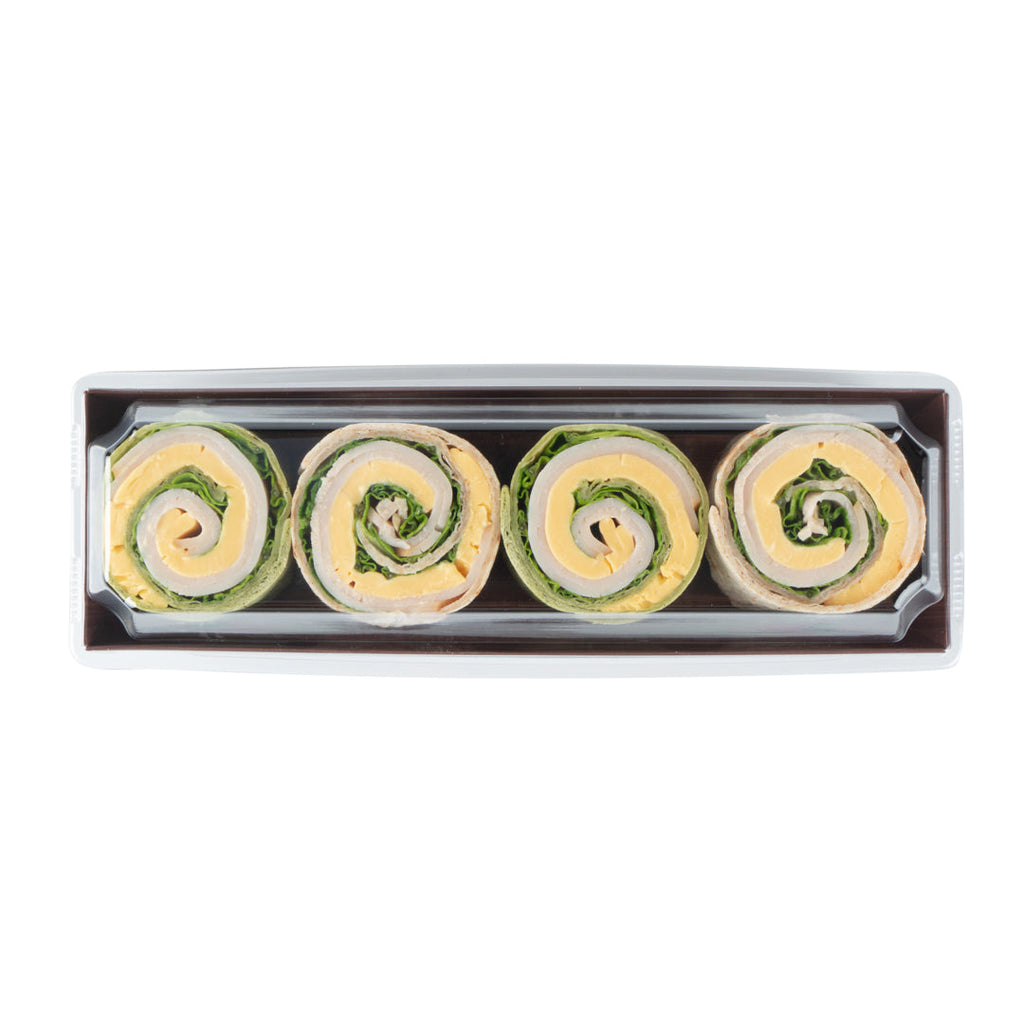 Matsuri Vision Wood Grain Paper Small Maki Sushi Container - 6 1/2" x 1 3/4" x 1 1/2" - 100 count box