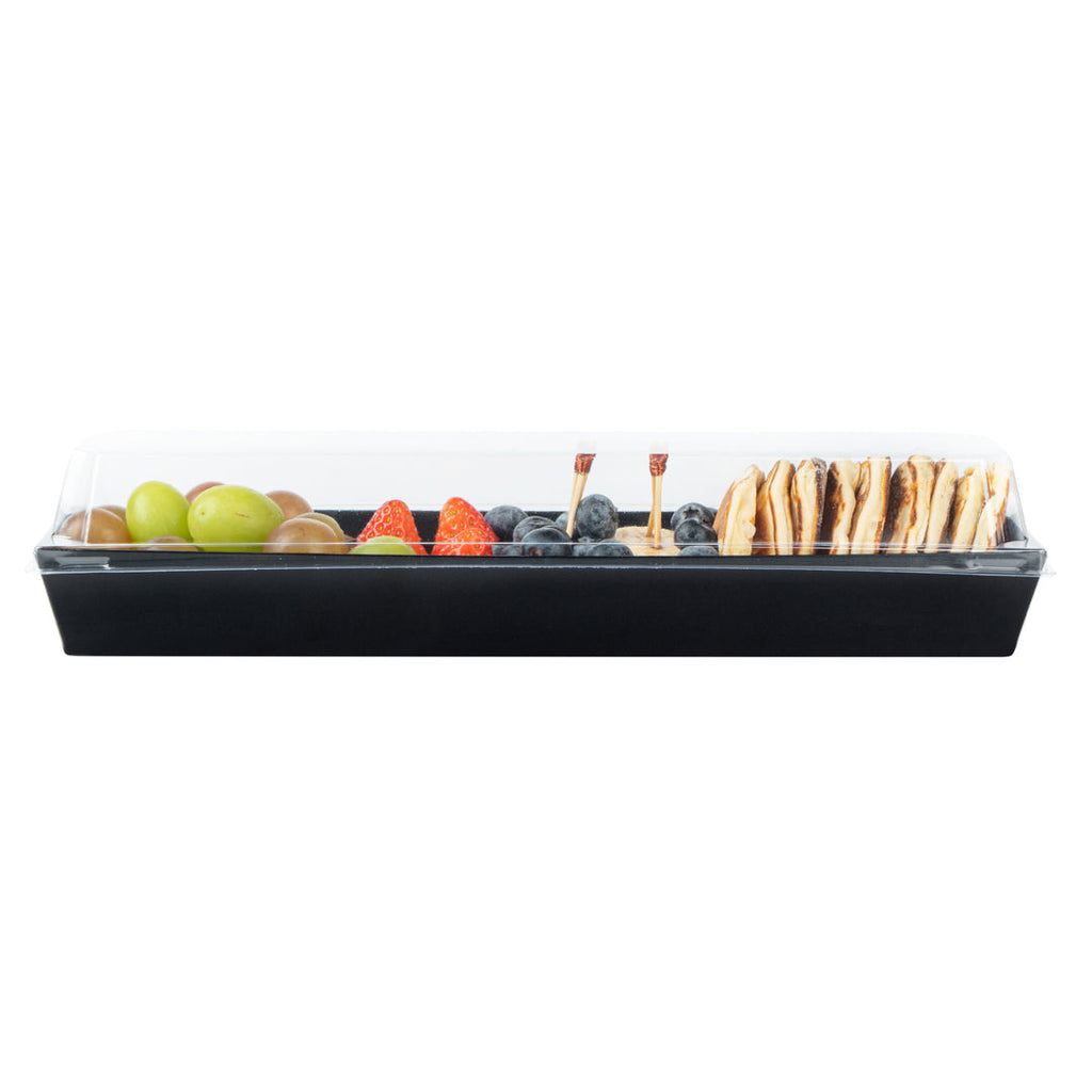 Matsuri Vision Black Paper Large Maki Sushi Container - 11 1/4" x 2" x 1 1/2" - 100 count box