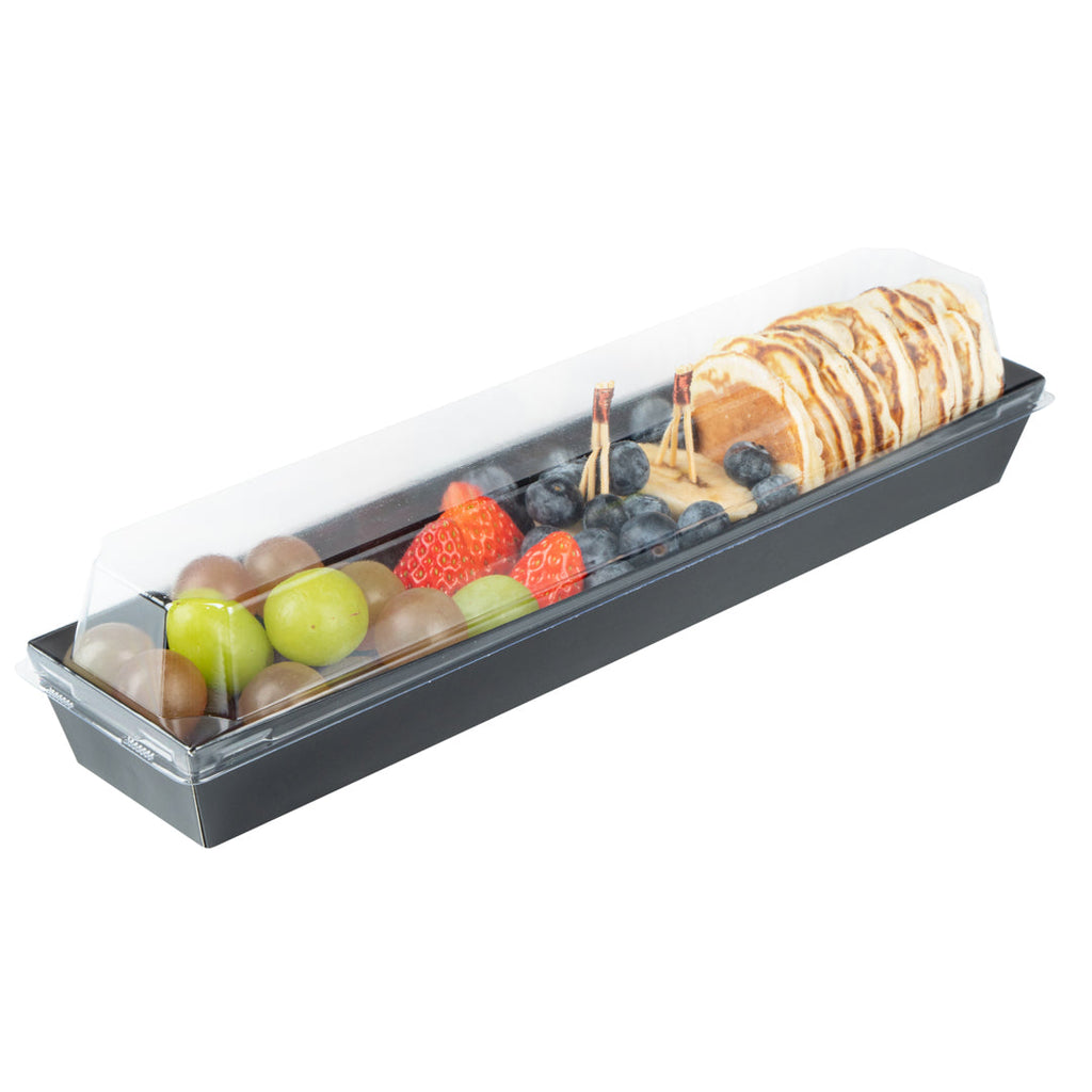 Matsuri Vision Black Paper Large Maki Sushi Container - 11 1/4" x 2" x 1 1/2" - 100 count box