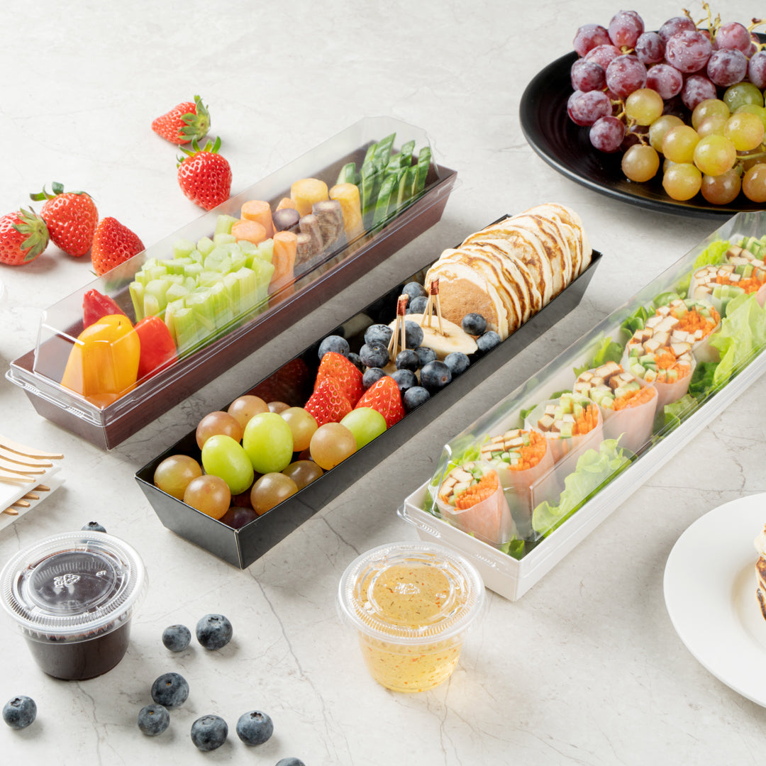Matsuri Vision Black Paper Large Maki Sushi Container - 11 1/4" x 2" x 1 1/2" - 100 count box