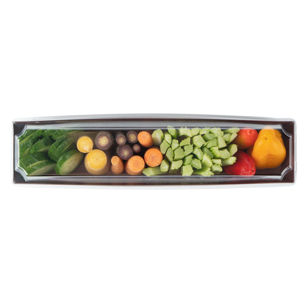 Matsuri Vision Wood Grain Paper Large Maki Sushi Container - 11 1/4" x 2" x 1 1/2" - 100 count box