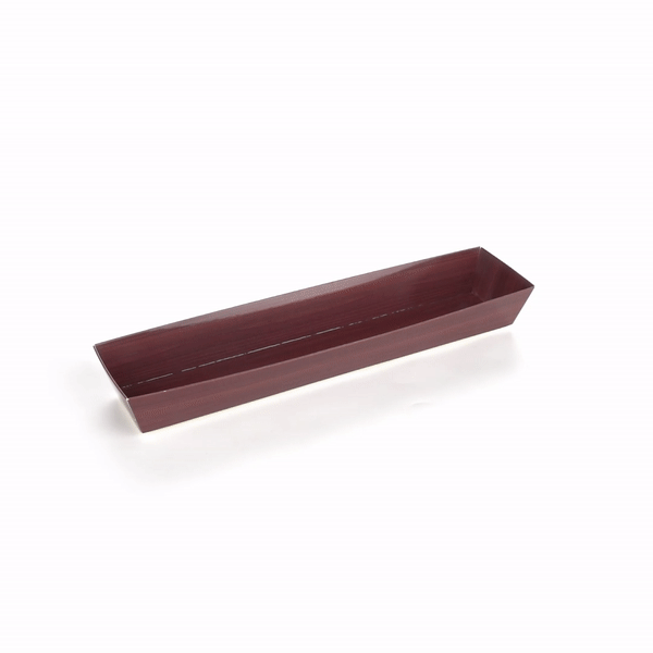 Matsuri Vision Wood Grain Paper Large Maki Sushi Container - 11 1/4" x 2" x 1 1/2" - 100 count box